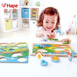 PUZZLE DIN LEMN 3 ÎN 1 HAPE SUN VALLEY, 12 BUCĂȚI - H1601 - H1601 - view 1