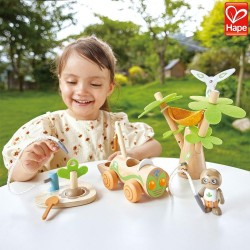 KIT INTERACTIV DE LEMN HAPE - MAȘIN ELECTRIC TURBINĂ EOLIANĂ, 12 BUC. - H3417 - H3417 - view 1