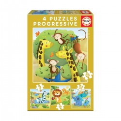PUZZLE PENTRU COPII 4V1 ANIMALE SALBATICE - 12-16-20-25 BUC. - EDU17147 - EDU17147 - view 1