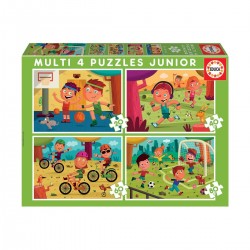 PUZZLE PENTRU COPII 4V1 SA JUCAM SPORT - 20-40-60-80 BUCATI - EDU18602 - EDU18602 - view 1