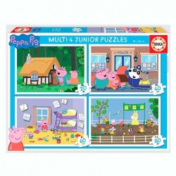 PUZZLE PENTRU COPII 4 ÎN 1 PEPPA PIG - 20-40-60-80 BUCĂȚI - EDU18645 - EDU18645 - view 1