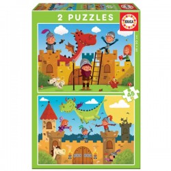 PUZZLE PENTRU COPII EDUCA DRAGONI SI CAVALERI - 2X48 BUC. - EDU17151 - EDU17151 - view 1