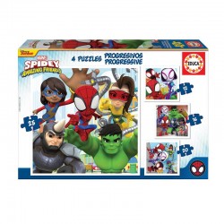 PUZZLE PROGRESIV PENTRU COPII 4V1 SPIDER-MAN ȘI PRIETENII LUI - 12-16-20-25 BUCĂȚI - EDU19295 - EDU19295 - view 1