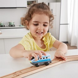 Междуградски локомотив с батерия Hape, 12x4x5см, Син - H3784 - view 6
                  