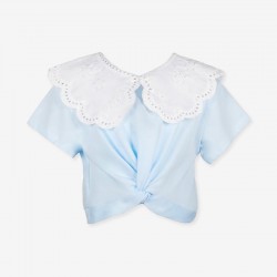 BLUZĂ DE COPII ARCOBALENO CU GULER DECORATIV ALB PENTRU FETE - B2294 - B2294 - view 1