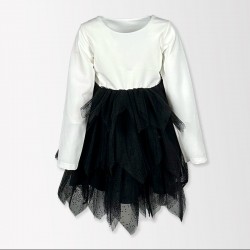 ROCHIE FORMALA COPII ARCOBALENO CU TUL NEGRU/ALB PENTRU FETE - JD415 - JD415 - view 1