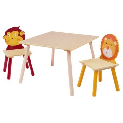 GINGER HOME MASĂ DIN LEMN CU 2 SCAUNE, SET - PENTRU ÎNVĂȚARE, JOCĂ, DESENAT, MÂNCAT - ANIMALE - TF3868-2 - TF3868-2 - view 1