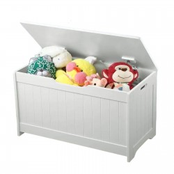 GINGER HOME CUTIE DE DEPOZITARE JUCĂRII ȘI CĂRȚI PENTRU COPII, CUTIE CU CAPAC ÎNCHIS MOȘI, ROCHIE 2 ÎN 1 ȘI BANCĂ DIN LEMN - ALB - JWTR-3086 WHITE - view 1