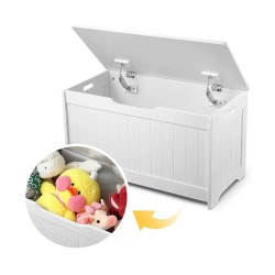 Детска Ракла Ginger Home за Съхранение на Играчки и Книжки, Кутия с Плавно Затварящ се Капак, 2 в 1 Скрин и Дървена Пейка - WHITE - JWTR-3086 WHITE - view 4
                  
