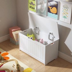 Детска Ракла Ginger Home за Съхранение на Играчки и Книжки, Кутия с Плавно Затварящ се Капак, 2 в 1 Скрин и Дървена Пейка - WHITE - JWTR-3086 WHITE - view 8
                  