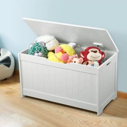 Детска Ракла Ginger Home за Съхранение на Играчки и Книжки, Кутия с Плавно Затварящ се Капак, 2 в 1 Скрин и Дървена Пейка - WHITE - JWTR-3086 WHITE - view 13
                  