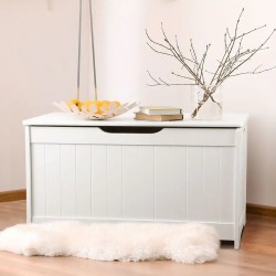 Детска Ракла Ginger Home за Съхранение на Играчки и Книжки, Кутия с Плавно Затварящ се Капак, 2 в 1 Скрин и Дървена Пейка - WHITE - JWTR-3086 WHITE - view 15
                  