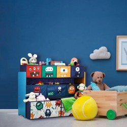 Детски Органайзер за Играчки, Eетажерка, Секция, с 9 Текстилни Кутии за Съхранение Ginger Home - MONSTER - TF6061 - view 7
                  