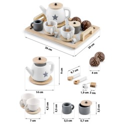 Детски Дървен Комплект Ginger Home за Чай и Кафе с Аксесоари - бяло/сиво - W10B318B - view 11
                  