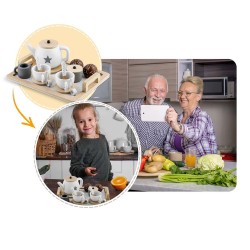 Детски Дървен Комплект Ginger Home за Чай и Кафе с Аксесоари - бяло/сиво - W10B318B - view 19
                  