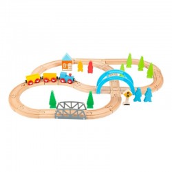 Small Foot Влакче с релси, дървено 45 х 60 х 9.5 cm, 40 части - 6704060005 - view 1