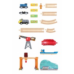 Комплект за игра Hape - Товарно пристанище, 26 части - H3791 - view 7
                  
