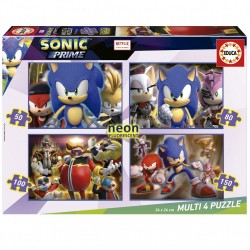 PUZZLE PROGRESSIVE EDUCA SONIC PRIME 4B1 NEON, 50/80/100/150 BUC. - EDU19631 - EDU19631 - view 1