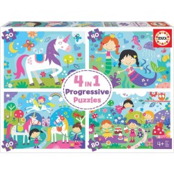PUZZLE PROGRESSIVE EDUCA FANTASTIC WORLD 4V1, 20/40/60/80 BUC. - EDU18905 - EDU18905 - view 1