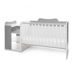 PAT PENTRU COPII LORELLI MULTI CU DOLAP SI SERTAR 190/82 ALB+GRI PIATRA - 10150570041A - 10150570041A - view 1
