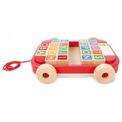 Дървена играчка Hape - Ремарке за дърпане с дървени кубчета, 21x21x5.6см - H0487 - view 5
                  