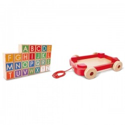 Дървена играчка Hape - Ремарке за дърпане с дървени кубчета, 21x21x5.6см - H0487 - view 6
                  