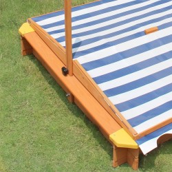 Детски Пясъчник GINGER HOME, Регулируем и Водоустойчив Сенник-Покривало anti-UV, Дървен, 118х118х118 см. - 2410 - view 9
                  