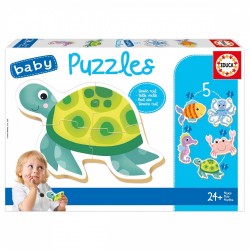 EDUCA ANIMALE ACVATICE PROGRESIVE PUZZLE 5 ÎN 1, 3/4/4/5/5/ PIESE - EDU19951 - EDU19951 - view 1