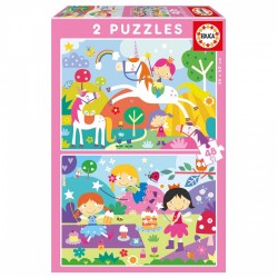 PUZZLE EDUCA FANTASY FRIENDS 2B1, 2X48 BUC. - EDU19993 - EDU19993 - view 1