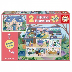 EDUCA PUZZLE INTERIOR/EXTERIOR - CASĂ, 2X100 BUC. - EDU19957 - EDU19957 - view 1