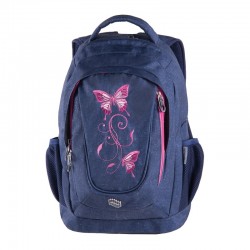 Rucsac PULSE MUSIC JEANS BUTTERFLY, ALBASTRU-ROZ - 1095110578 - 1095110578 - view 1