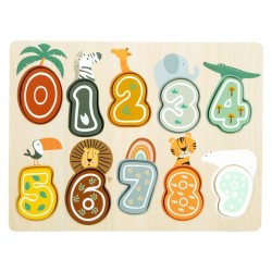 PUZZLE SMALL FOOT SAFARI, CU NUMERE, LEMN - 6611120362 - 6611120362 - view 1