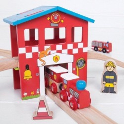 SET TREN LEMN BIGJIGS - POST DE POMPIERI - BJT037 - BJT037 - view 1