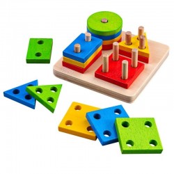 BIGJIGS PUZZLE DIN LEMN SORTARE FORME GEOMETRICE - BB094 - BB094 - view 1