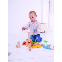 Дървени многоцветни блокчета Bigjigs - 50 части - BB067 - view 6
                  