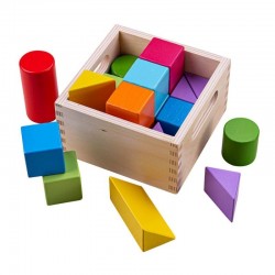 BIGJIGS BLOCURI DE LEMN MULTICOLOR - FIGURI GEOMETRICE - CURCUBEU - BB095 - BB095 - view 1