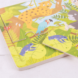PUZZLE DIN LEMN ÎN RAMĂ BIGJIGS - JUNGLA - BJ222 - BJ222 - view 1