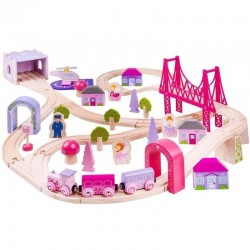 TREN DIN LEMN BIGJIGS CU SINE SI ACCESORII - FAIRY TOWN - BJT023 - BJT023 - view 1