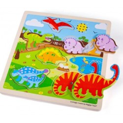 PUZZLE SUNET DE LEMN BIGJIGS - DINOZAUR - 34033 - 34033 - view 1