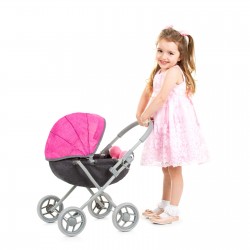 Cărucior PĂPUȘĂ CHIPOLINO "DAISY" LIN GRI/ROZ - KZKDZ02401GP - KZKDZ02401GP - view 1