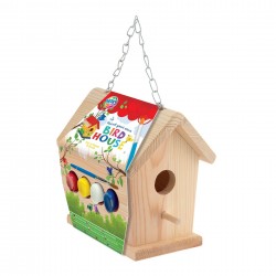 MINI CASĂ DE PĂSĂRI DIN LEMN MOXY CU PERIE INCLUSA SI 4 VOPSELE - 6606080086 - 6606080086 - view 1