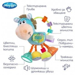Мека плюшена дрънкалка PLAYGRO Кончето Хоп Троп, със 6 активности, 3м+, Синя - PG.0354 - view 6
                  