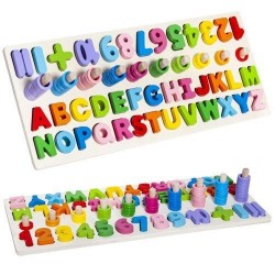 PUZZLE DIN LEMN NUMĂR ȘI ALFABET KRUZZEL - 20 BUC. - KRU10979 - KRU10979 - view 1