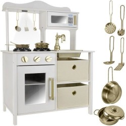 BUCĂTĂTĂ DE JOACĂ MODERNĂ DIN LEMN KRUZZEL CU SUNETE, LUMINI ȘI ACCESORII - ALB, BEJ ȘI AURII - KRU22118 - KRU22118 - view 1