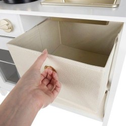 Модерна дървена кухня за игра Kruzzel със звуци, светлина и аксесоари - бял, бежов и златист цвят - KRU22118 - view 4
                  