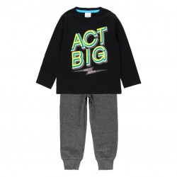 SET BOBOLI KIDS CU BLUZĂ MECĂ LUNGĂ ȘI PANTALONI MATLASAȚI PENTRU BAIAT - 513223-890 - 513223-890 - view 1