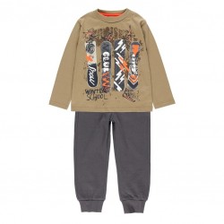 SET BOBOLI KIDS CU BLUZĂ MECĂ LUNGA ȘI PANTALONI MATLASAȚI PENTRU BĂIAT - 523224-4522 - 523224-4522 - view 1