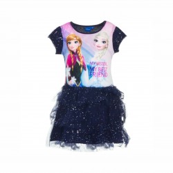 ROCHIE FROZEN DE COPII CU MANECA SURTA SI TUL PENTRU FETE. - HQ1209 albastru - HQ1209 blue-110 - view 1