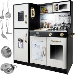 BUCĂTĂTĂ DE JOACĂ MODERNĂ DIN LEMN KRUZZEL CU SUNETE, LUMINI ȘI ACCESORII - NEGRU - KRU22116 - KRU22116 - view 1