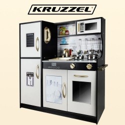 Модерна дървена кухня за игра със звуци, светлина и аксесоари Kruzzel - черна  - KRU22116 - view 12
                  